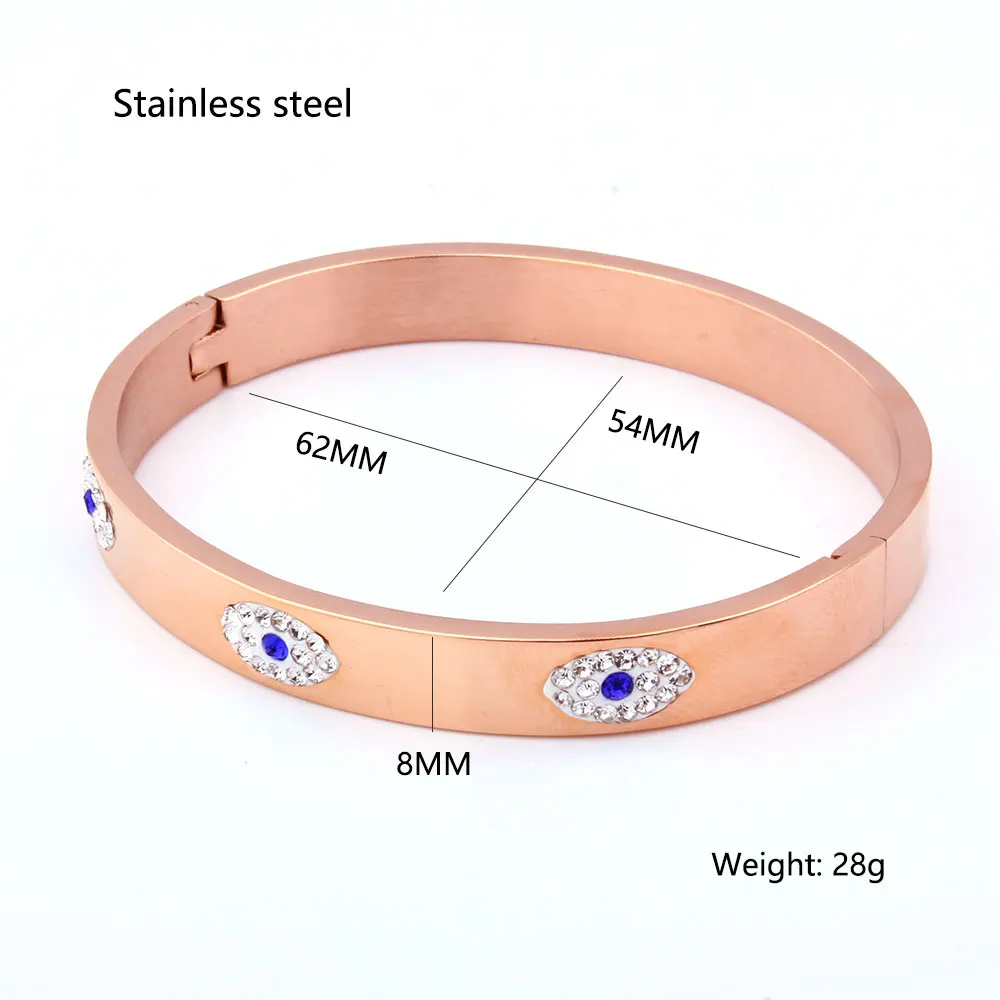 OUFEI Stainless Steel Cuff Bracelet For Women Fashion Evil Eye Bangle Luxury Crystal Bracelet Indian Bangles Women Accessories