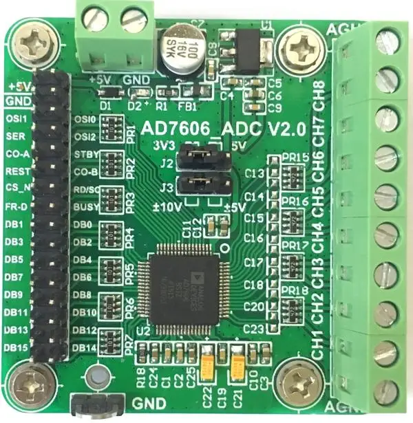 

AD7606 Module Data Acquisition Module, 16 Bit ADC, 8 Way Synchronous Sampling Frequency, 200kSPS