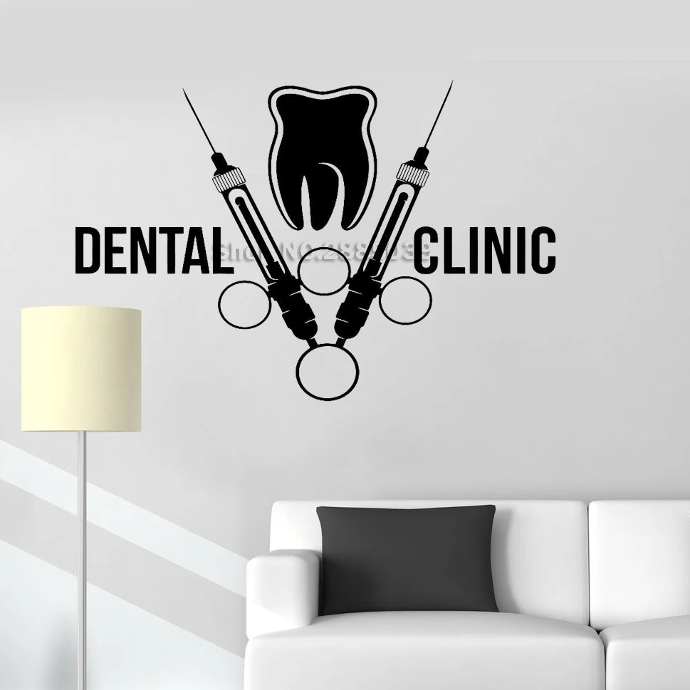 Dental Clinic Wall Decal Vinyl Sticker Home Decor Teeth Stomatology Care Dentist Syringe Tooth Art Bathroom Waterproof Hot LC287