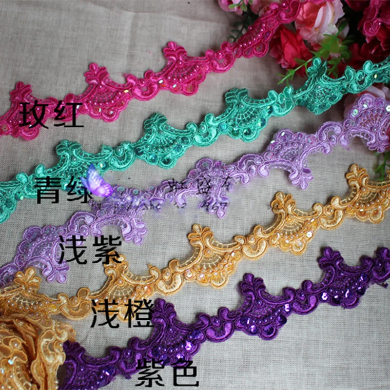 180cm Vintage Embroidered Lace Trim Beaded Ribbon Wedding  Applique DIY Sewing Craft For Bridal Garment Accessories Wedding Veil