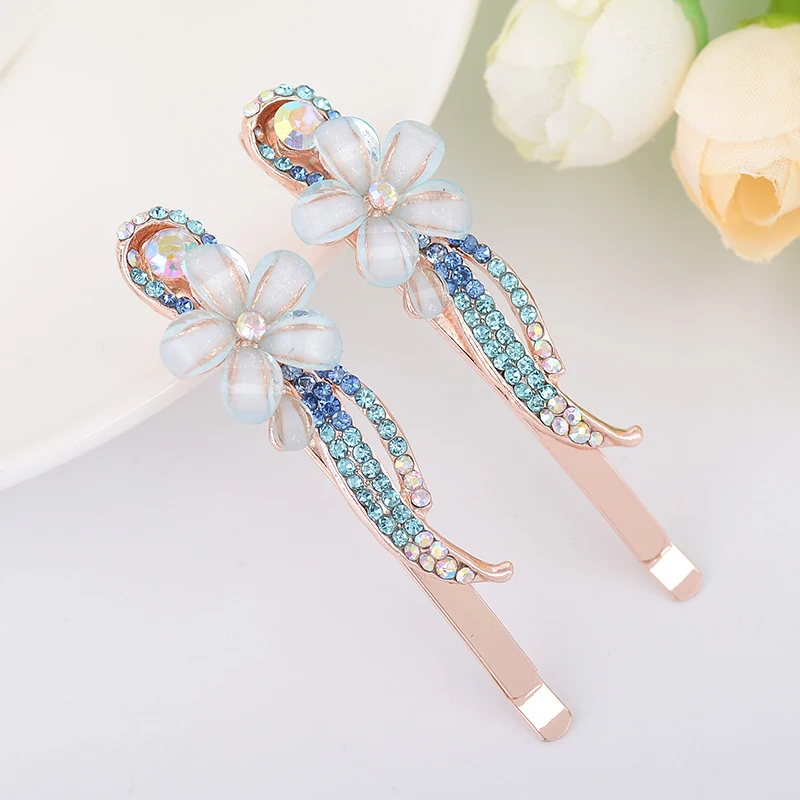 EASYA New Fashion Elegant Hairpin Ornaments Crystal Rhinestone Flower Clips Women Hairwear Hair Accessories