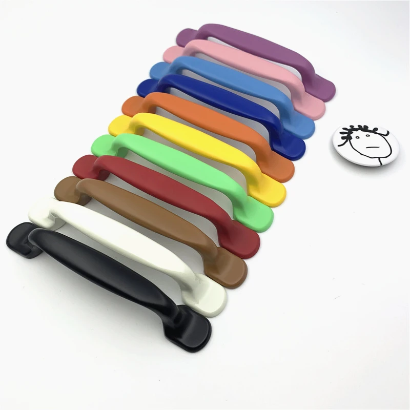 LCH Candy Color 96mm Rainbow Colored Cupboard Handles Zinc Alloy Plastic Surface Treatment Cabinet Knobs for Kids/ Children