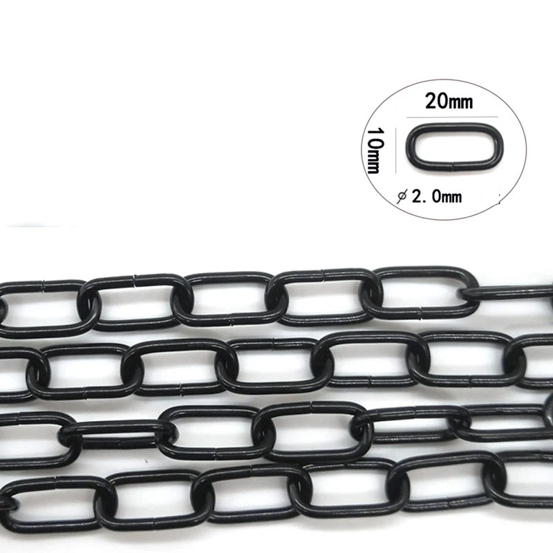 2mm Wire, 1-10m Length Black Square Chain Lamps and Lanterns Hanging Chain Door Chain Clothing Hanging Chain Pendant Lamp Chain