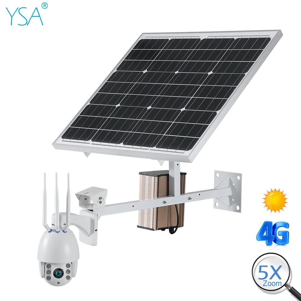 

60W Solar Power Panel IP Camera Wifi 1080P HD 3G 4G SIM Card PTZ Solar Camera Outdoor 5X Optical Dome CCTV Video Security Cam