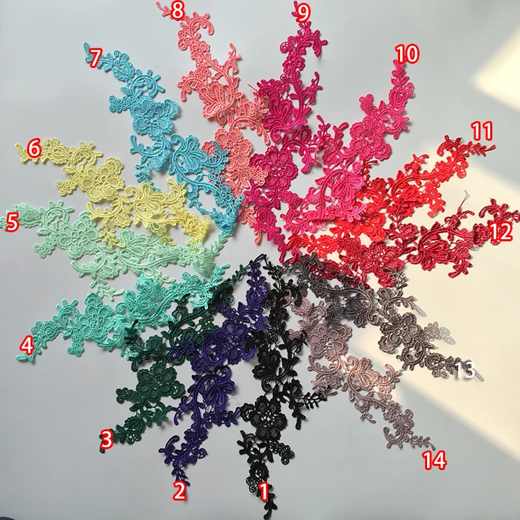 5 Pairs Soluble Lace on The Flower Lace Fabric Sewing Trim Wedding Dress Applique Lace Patch RS897
