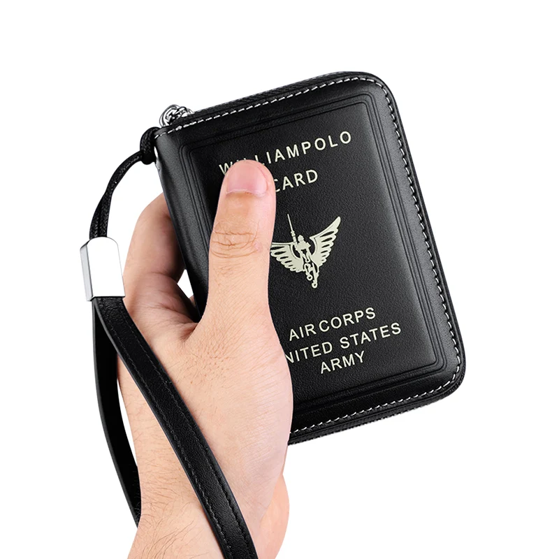 Williampolo Business Card Holder Genuine Leather Credit Card Holder Men Zipper Pocket Unisex Card Case Dropshipping 195187