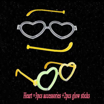 50pcs/lot DIY Valentine's Day Party Glow Toys Assembed Glow Stick Accessories Heart Glasses Sticks Party Toy