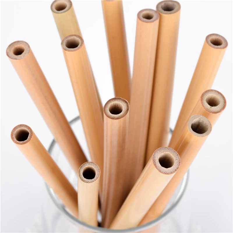 10Pcs Bamboo Straw Reusable Straw 20cm Organic Bamboo Drinking Straws Natural Wood Straws For Party Birthday Wedding Bar Tool