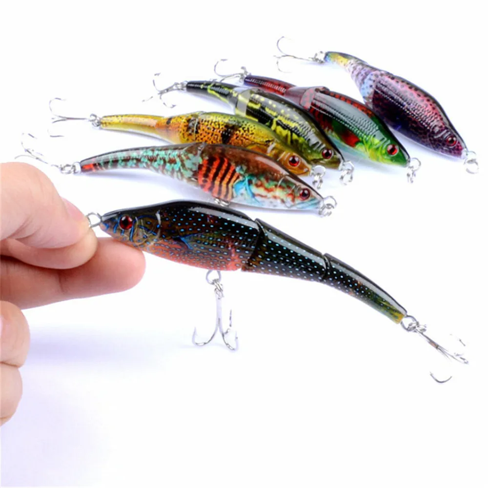 1PCS Minnow Fishing Lure 9g 10cm 3D Eyes Multi Jointed Section Wobbler Crankbait Bass Pike Hard Bait Jerkbait Pesca Plastic Fish