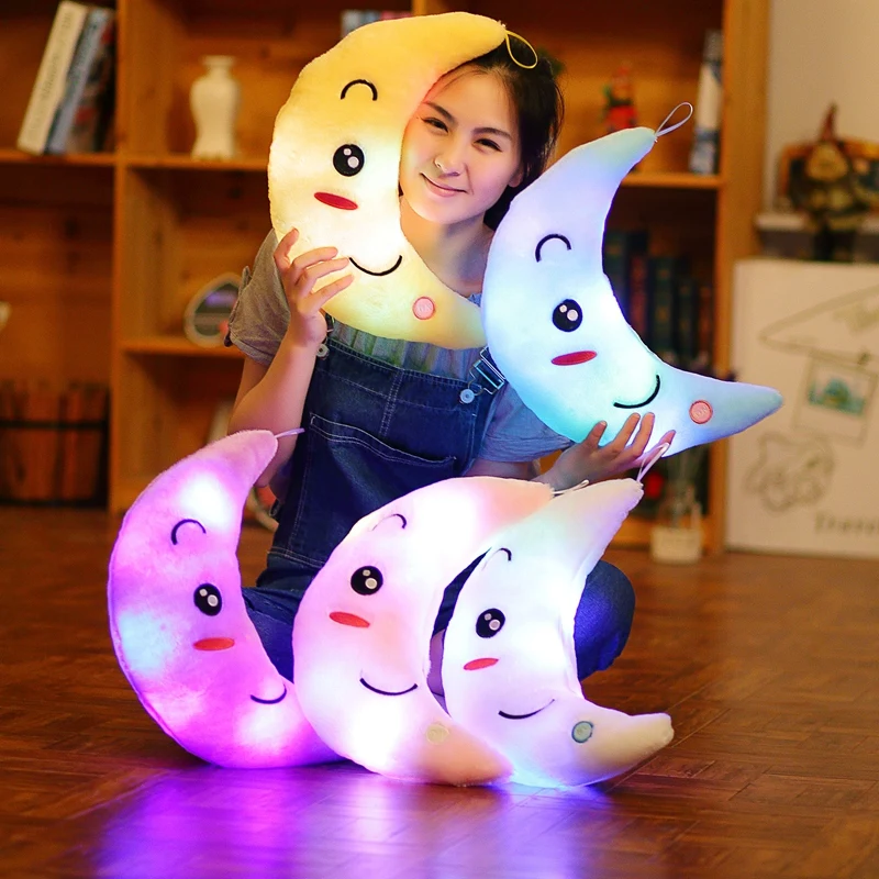 LED light-up toys Luminous Moon Glow light Pillow Plush Stuffed Doll Party Birthday Baby Kids Gift Home Living Shop Decoration