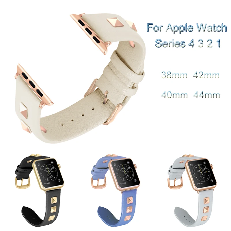 

Rivet Style Leather Strap For Apple Watch 7 6 5 4 3 2 Bracelet Band For iwatch 41mm 45mm 44mm 40mm 38/42mm Watchband Accessories