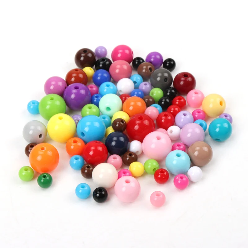 New Arrivals Mixed Solid Round Bead Ball Acrylic Spacer Loose Beads For Jewelry Making 6/8/10/12/14/16/18mm YKL0217