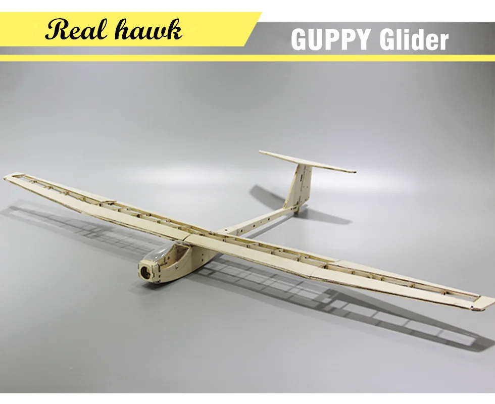 Avión teledirigido de madera de Balsa cortada con láser, Kit de construcción de modelos, envergadura de 1040mm, Marco GUPPY Glider sin cubierta