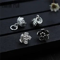 Emith Fla 100% 925 Sterling Silver Flower Small Pendants Vintage Chain Pendant for Necklace & Bracelet Trendy Jewelry Makings