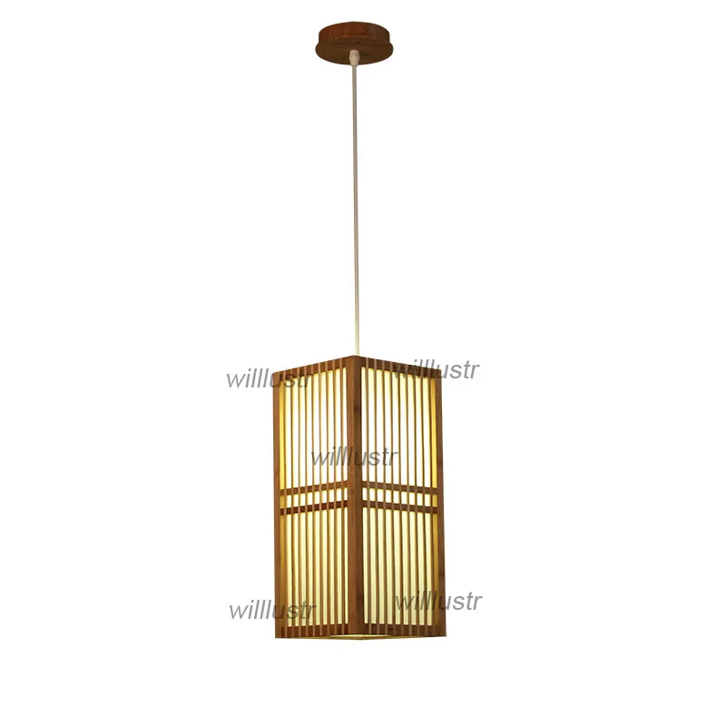 Handmade Bamboo Pendant Lamp Wood Lantern Restaurant Bar Cafe Bistro Hotel Teahouse Bedroom Japan Style Suspension Hanging Light