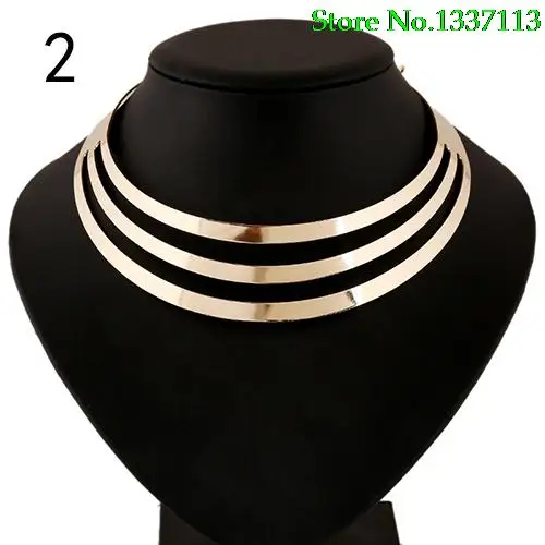 NewNew 2015 Women\'s Necklace Exaggerated 3 Layers Semi-Circle Statement Pendant Chain Choker Necklace  4QLN 5PZZ 86VN