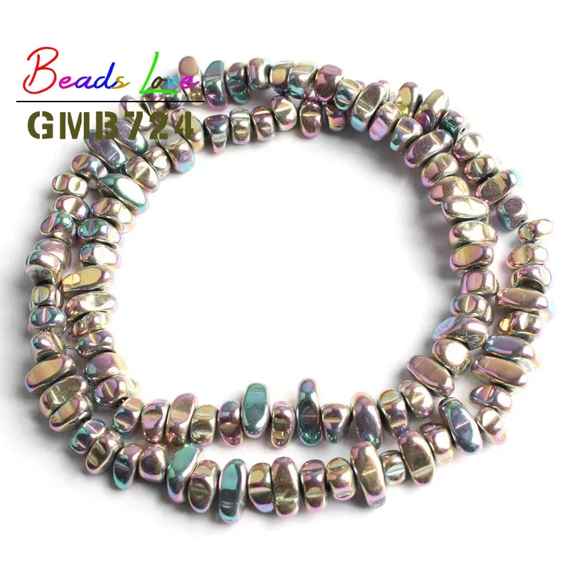 3-10mm Natural Stone Hematite Irregular Gravel Stone Spacer Loose Beads for Jewelry Making Diy Bead Bracelet Necklace 15 Inches