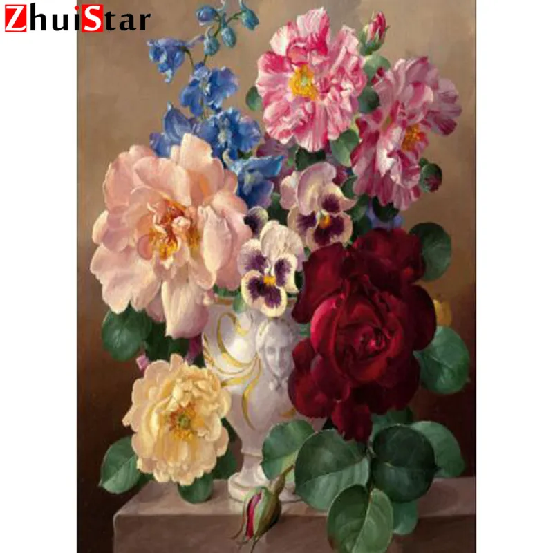 5D DIY diamond embroidery flower handmade diamond painting peony needlework mosaic cross stitch home decoration XY1