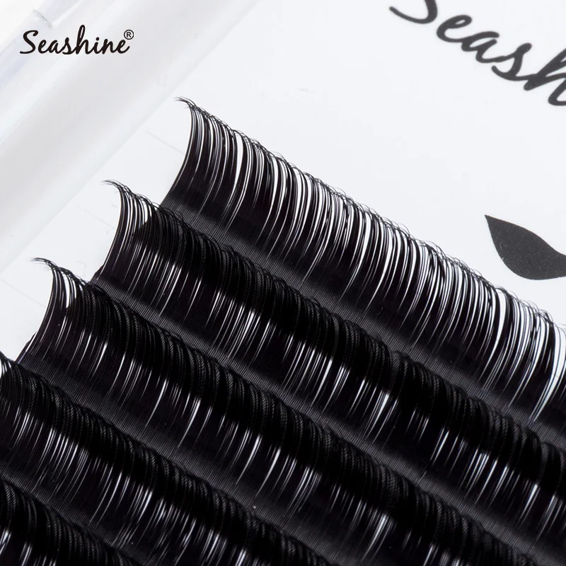 Seashine-extensiones de pestañas individuales, 12 líneas/bandeja, J/B/C/D, pestañas hechas a mano plana, elipse Premium, aceptamos maquillaje OEM