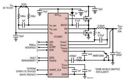LTC3883EUH LTC3883IUH LTC3883EUH-1 LTC3883IUH-1 LTC3883 - คอนโทรลเลอร์ DC/DC แบบ Step-Down เฟสเดียวพร้อมระบบไฟฟ้าดิจิตอล