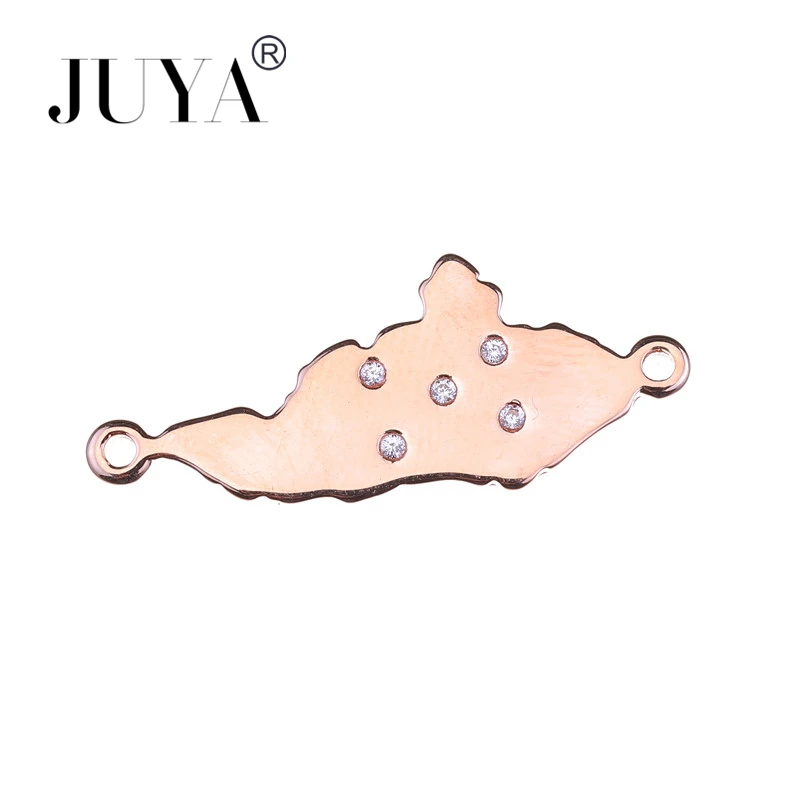 DIY ผลการค้นหาเครื่องประดับโลหะทองแดง Pave CZ 30 มม.* 12 มม.Rose Gold South America แผนที่ Shape Connectors สำหรับเครื่องประดับทำ