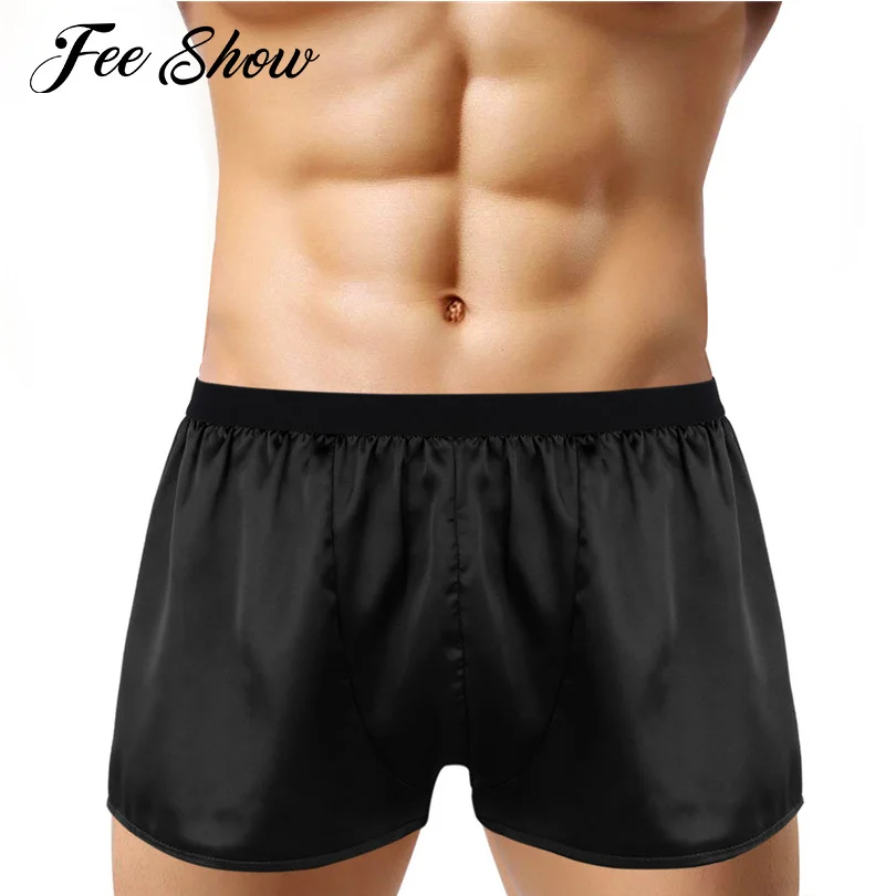 2022 Mens Wetlook Sexy Shiny Satin Boxer Men Underwear Sissy Shorts Panties Lightweight For Man Panties Cuecas Sexy Boxer Shorts