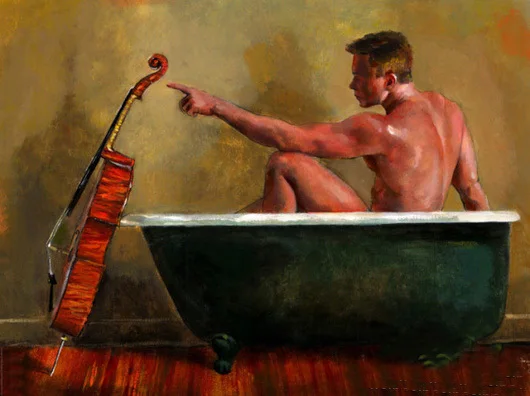 

Wholesale art oil painting -TOP COOL ART oil painting--NUDE NUD MALE MAN violoncello ART -gay -36" -Free shipping cost