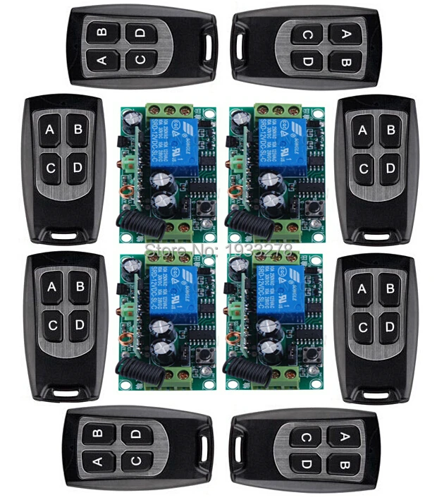 

RF Wireless Remote Control Switch System DC12V 1CH 8 pcs waterproof transmitter & 4 pcs receiver 100M