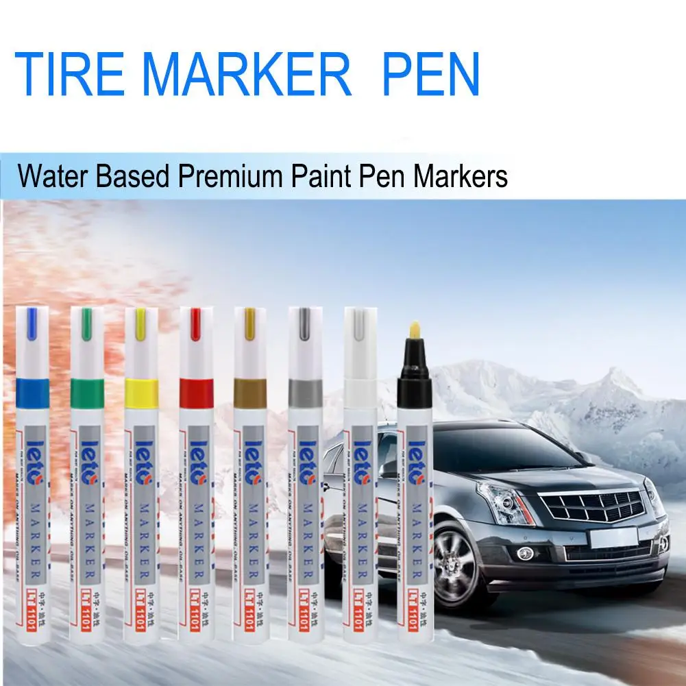 1Pc Auto Wit Band Verf Marker Pennen Waterdichte Permanente Pen Fit Voor Auto Motor Tyre Tread Rubber Metalen