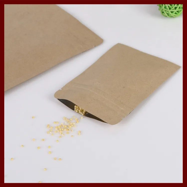 500pcs 6x8cm Flat Brown Kraft Paper Bag No Window Not Stand Up Zipper/zip Lock Jewelry Packaging Paper Bags For Gifts/tea Bags