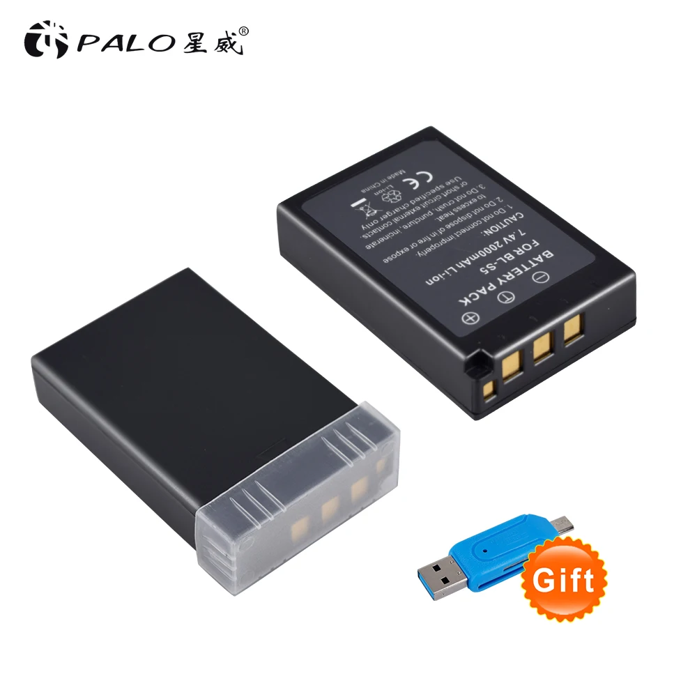 2 PC 2000mAh PS-BLS5 BLS-5 BLS5 BLS-50 BLS50 แบตเตอรี่สำหรับ Olympus ปากกา E-PL2,E-PL5,E-PL6, e-PL7,E-PM2,OM-D E-M10,E-M10 II,Stylus1