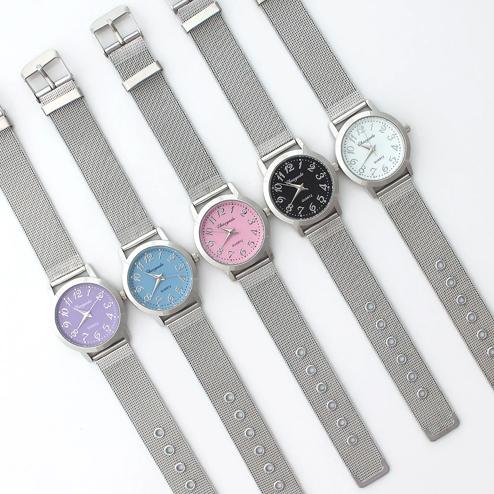 Женские кварцевые часы, браслет из нержавеющей стали с кристаллами