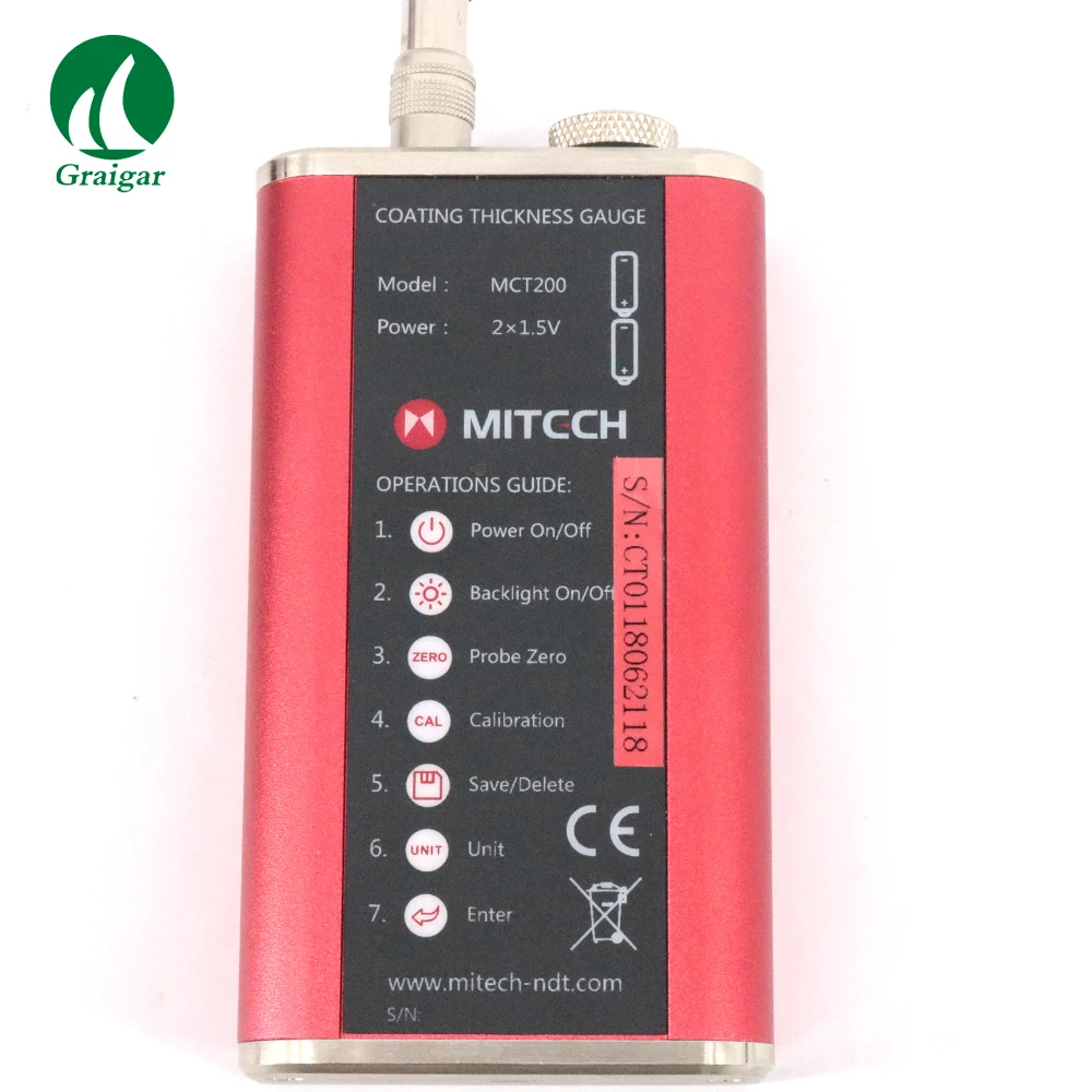 مقياس سمك طلاء الطلاء MCT200 الحث المغناطيسي والتيار الدوامي