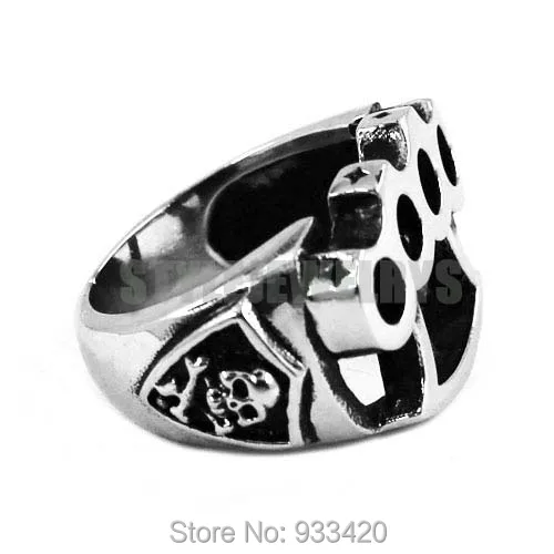 Wholesale Knuckles Boxing Glove Skull Ring Stainless Steel Jewelry Classic Motor Biker Men Ring Wholesale 436B
