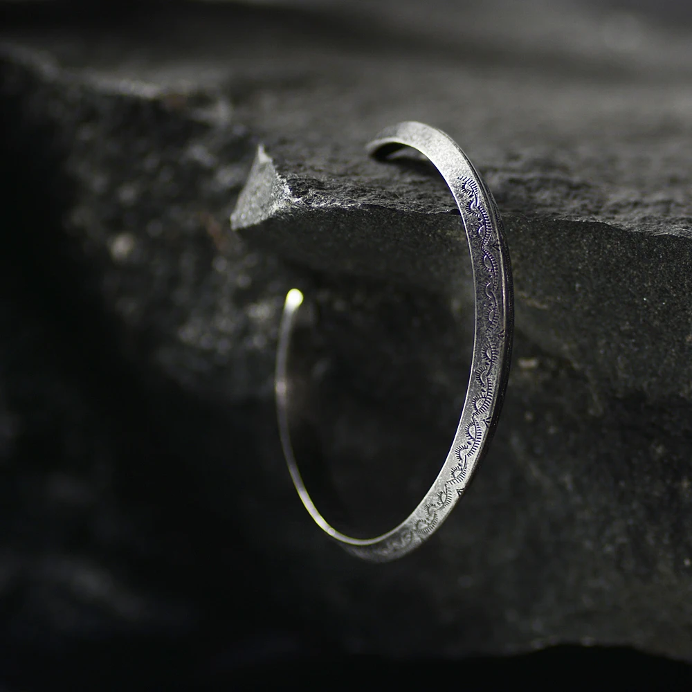 Vintage Bangle For Men Women Cuff Bracelet Retro Viking Stainless Steel Casual Old Fashion Jewelry Pulseira SS-102
