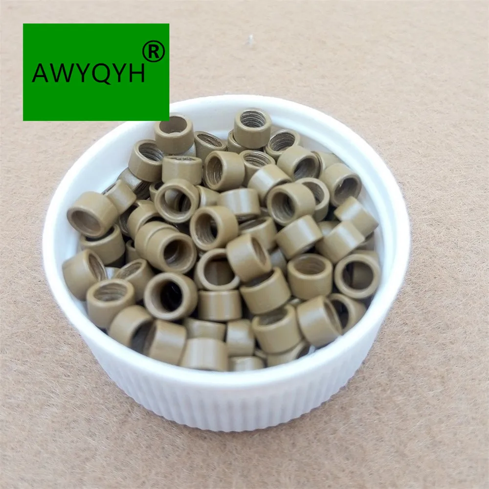 

1000pcs 4.5 mm Thead Micro rings Beads Links with Screws for stick hair extensions 8# dark blonde