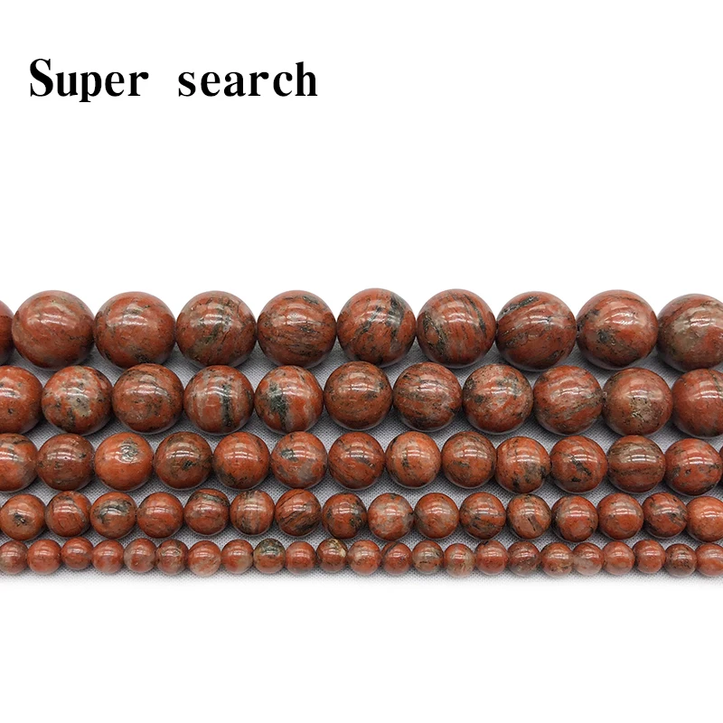 4/6/8/10/12mm Red Sesame Jaspe Loose Bead Natural Stone Beads For Jewelry Making Earring Bracelet Necklace DIY