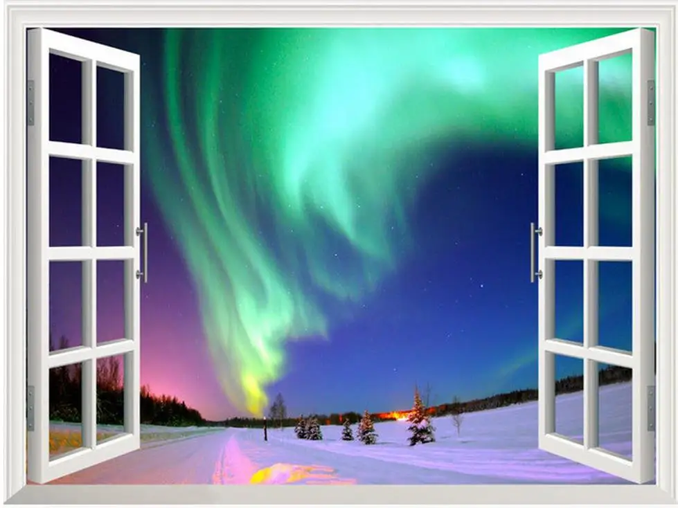 Home Decoration customized wallpaper for walls 3D stereoscopic aurora borealis backdrop scenery outside the window wallpaper 3d