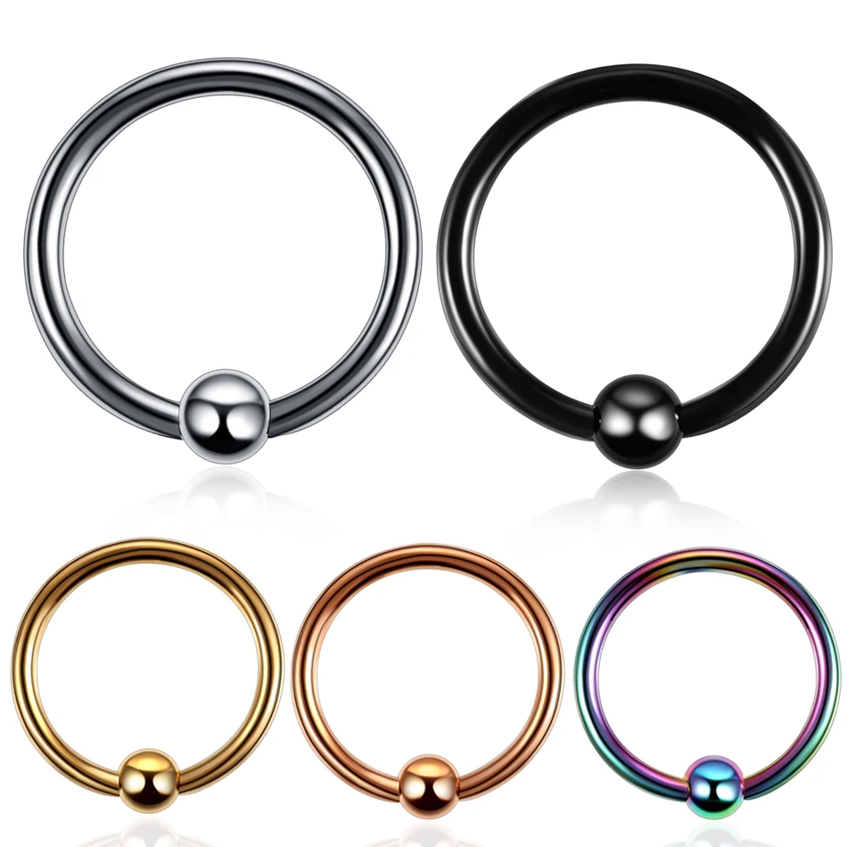 1PC Steel Captive Hoop Bead Rings BCR Lip Eyebrow Nose Nipple Labret Piercings Ear Septum Tragus Helix Piercing Body Jewelry 16G