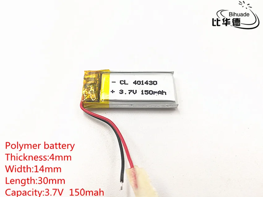 

10 шт./лот 3,7 в 150 мАч 401430 литий-полимерные Li-Po li-ion аккумуляторные батареи для Mp3 MP4 MP5 GPS