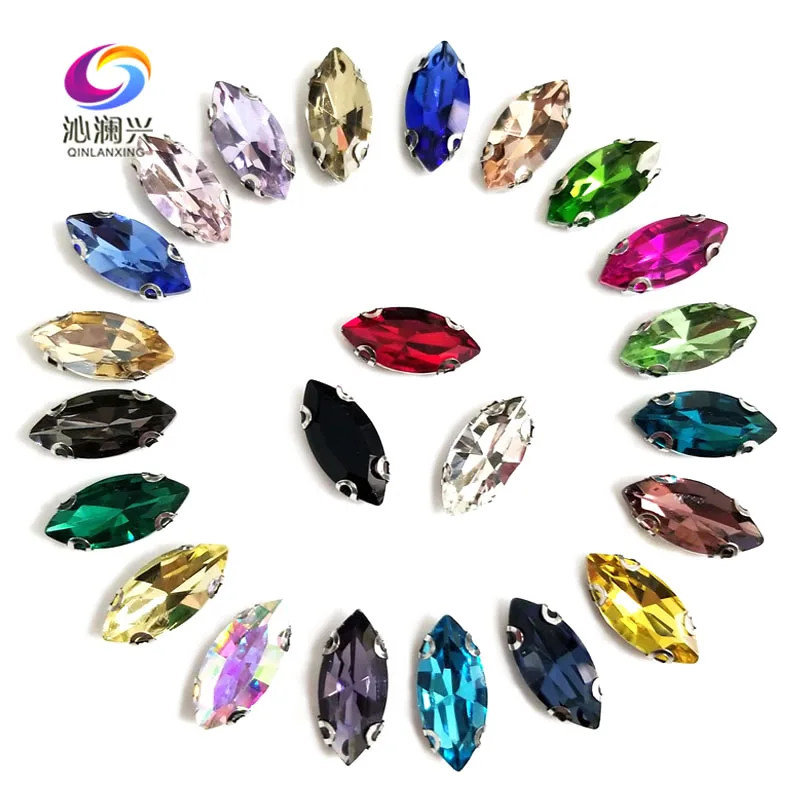 Anti Hook Mix Color Horse Eye Shape Good Quality Glass Crystal Sew on D Shape Claw Rhinestones,Diy Clothing Accessories