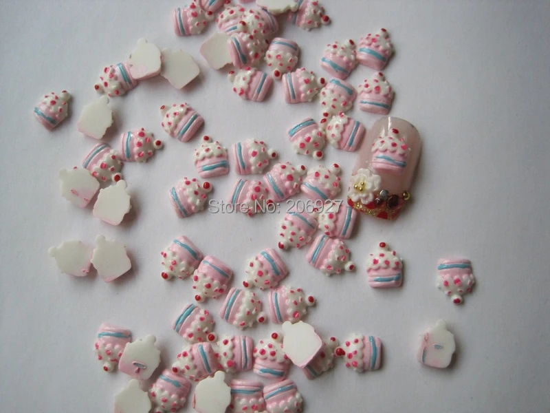 RC77 30pcs Cute Cupcake Shape Nail Resin Decoration Outlooking