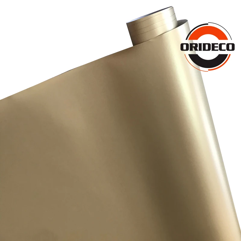 10/20/30/40/50X152CM Adhesive Champagne Gold Matte Metallic Film Viny Foil Car Wrap Film Vehicle Sticker With Air Free Bubble