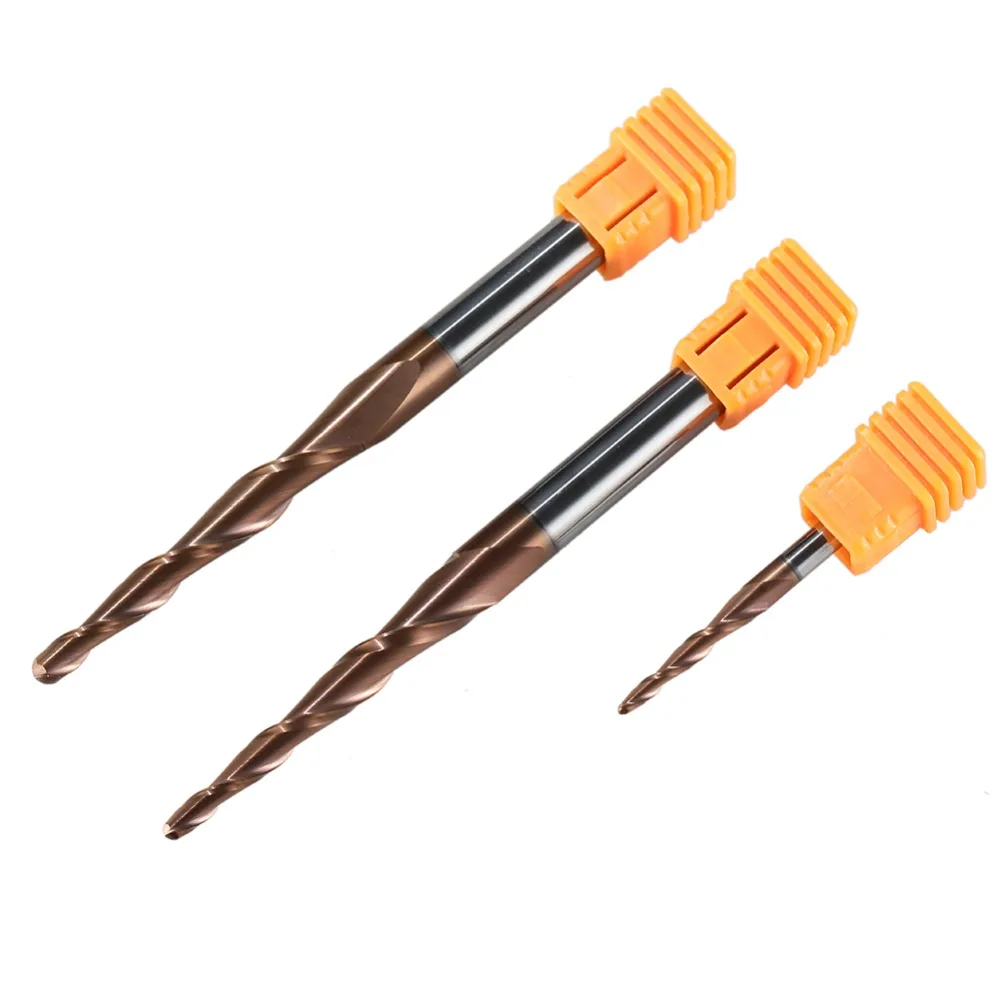 Imagem -03 - Carboneto de Tungstênio Cônico Bola Nariz Final Moinho Cnc Gravura Carving Router Bits Fresa para Madeira e Metal Hrc62 1pc