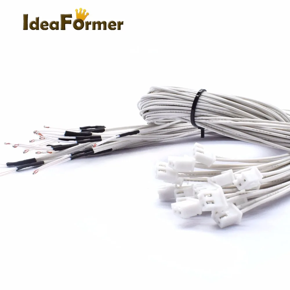 1/5pcs NTC Thermistor Temperature Sensor 3950 1% line100 & 150cm 100K with XH2.54 Terminal White 2P terminal connector 3D Printe