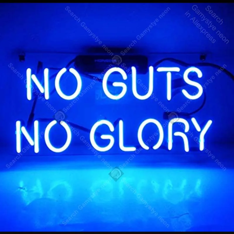 No Guts No Glory Neon Sign Neon Bulb Sign Beer Bar Pub Sign Handcrafted Board Glass Tube Neon Light Signs Home Man Cave wall