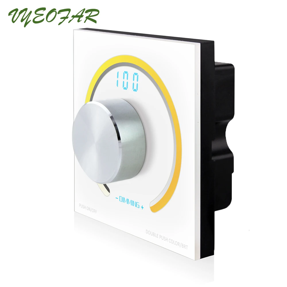 New Led Color Temperature Controller 12V-24V Wall Mount Rotary Manual Panel Digital Display Knob Single Strip CT Dimmer