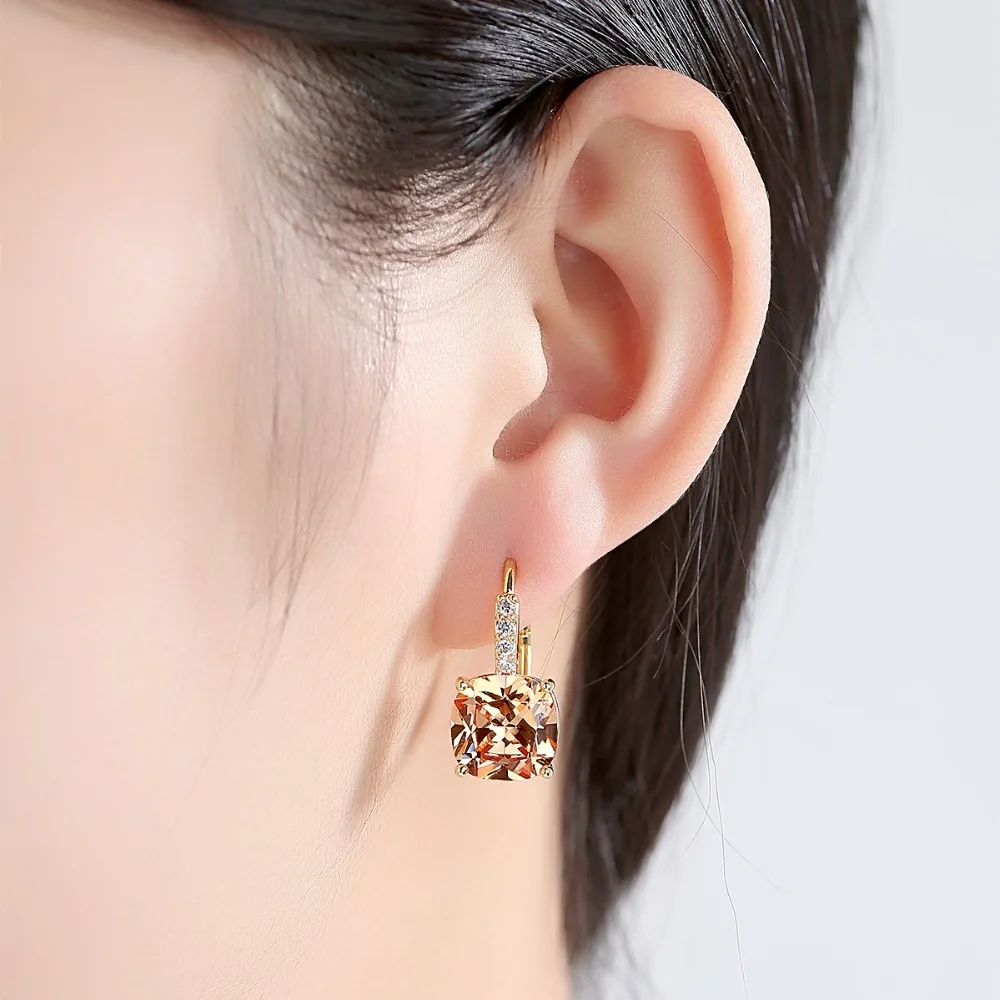 LUOTEEMI Cute Chuncky Hoop Earring Champagne Gold Color Zircon Geometric Earring For Women Korean Fashion Girl Party Accessories