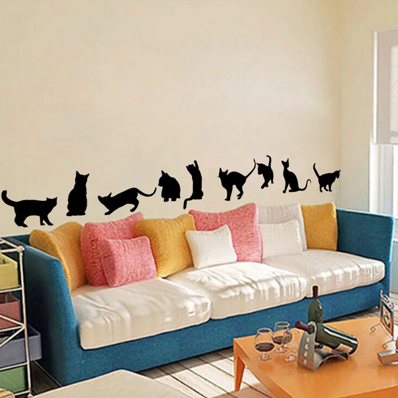 Black Cats Combination Wall Stickers Living Room Bedroom Sofa Background Decoration Mural Art Decals For Home Decor Wallpaper