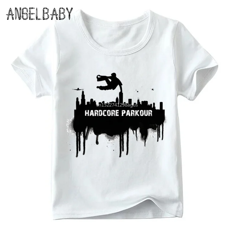 

Boys and Girls Evolution Of Parkour Born To Jump Print T shirt Kids Summer White Tops Children Funny T-shirt,ooo2422